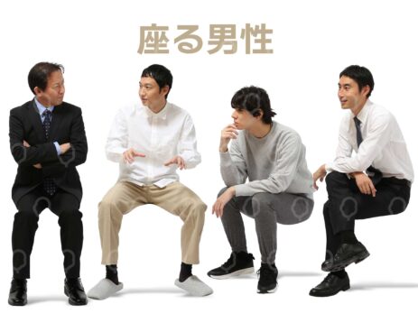 座る男性人物-切り抜き素材-ビジネスマン